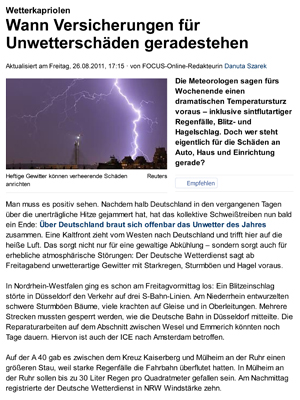 Schäden durch Unwetter  